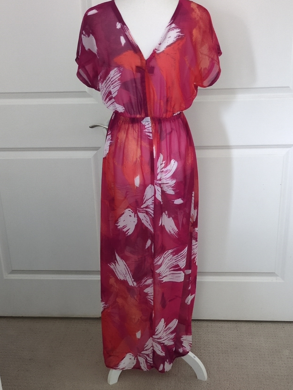 Mossimo Sheer Tropical Maxi Dress‎ Swim Cover Up Beach Resort XS - Picture 3 of 3